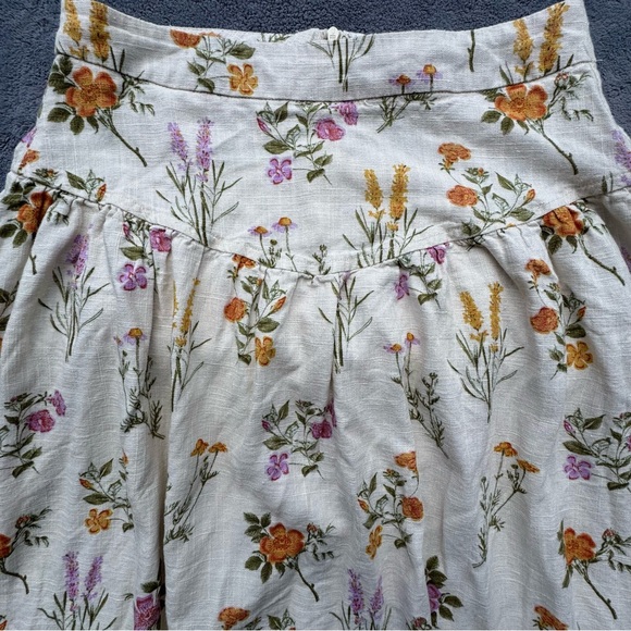 Petal & Pup Skirt Womens Small Cream Floral Midi Linen Blend Summer - Picture 2 of 12